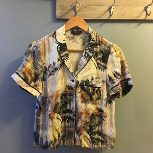 Printed button down shirt